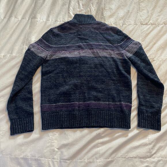 Banana Republic Sweater Medium Gray Purple 1/4 Zip Extra Fine Merino Wool - Picture 14 of 16